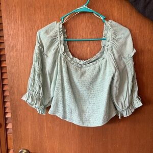 Women's Sage Green Ruffled Top